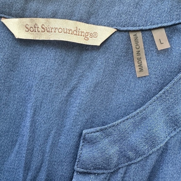 Soft Surroundings In the Study Blue Asymmetrical Pullover Lightweight Henley - Picture 7 of 12